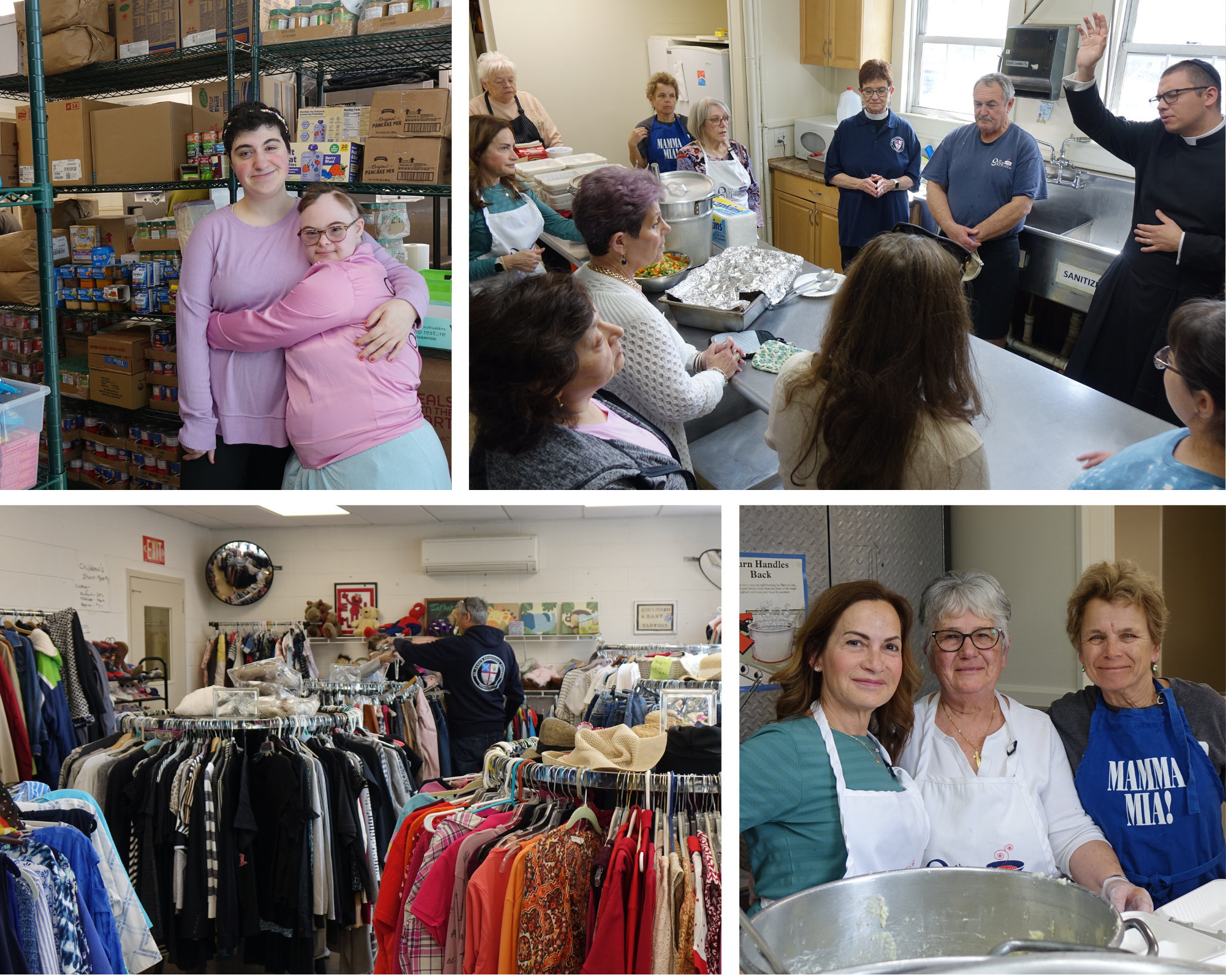 A photo collage of St. Paul's Patchogue volunteers and services